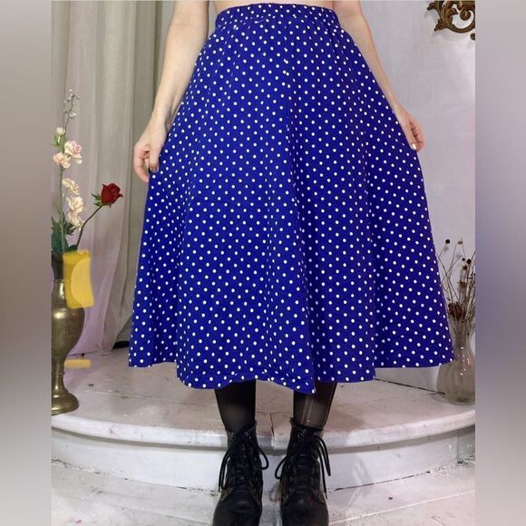 Vintage Dresses & Skirts - Vintage Claus Polka Dot Skirt (L) (Made in Greece 🇬🇷)